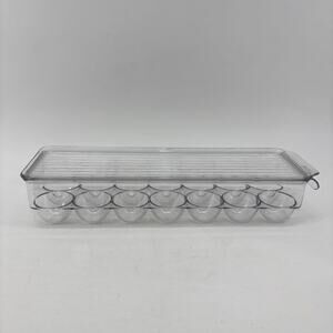Egg Plastic Container Holder Refrigerator Holds 14 Clear Storage